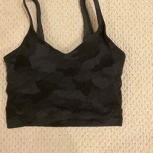 Lululemon Camo Longline Sports Bra Size 6 Black Gray